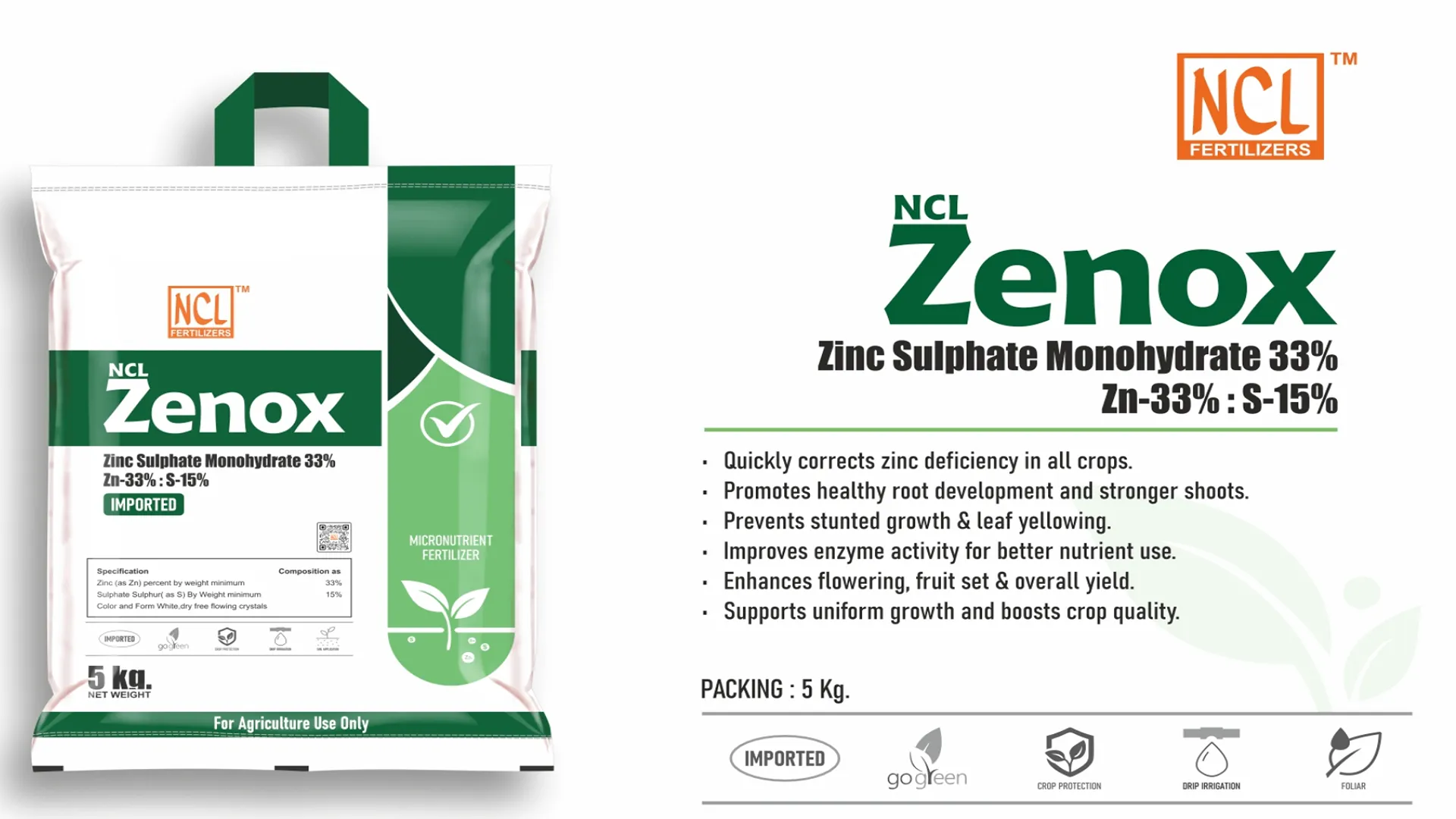 NCL Zenox (Zinc Sulphate Monohydrate 33% Zn-33%:S-15%)